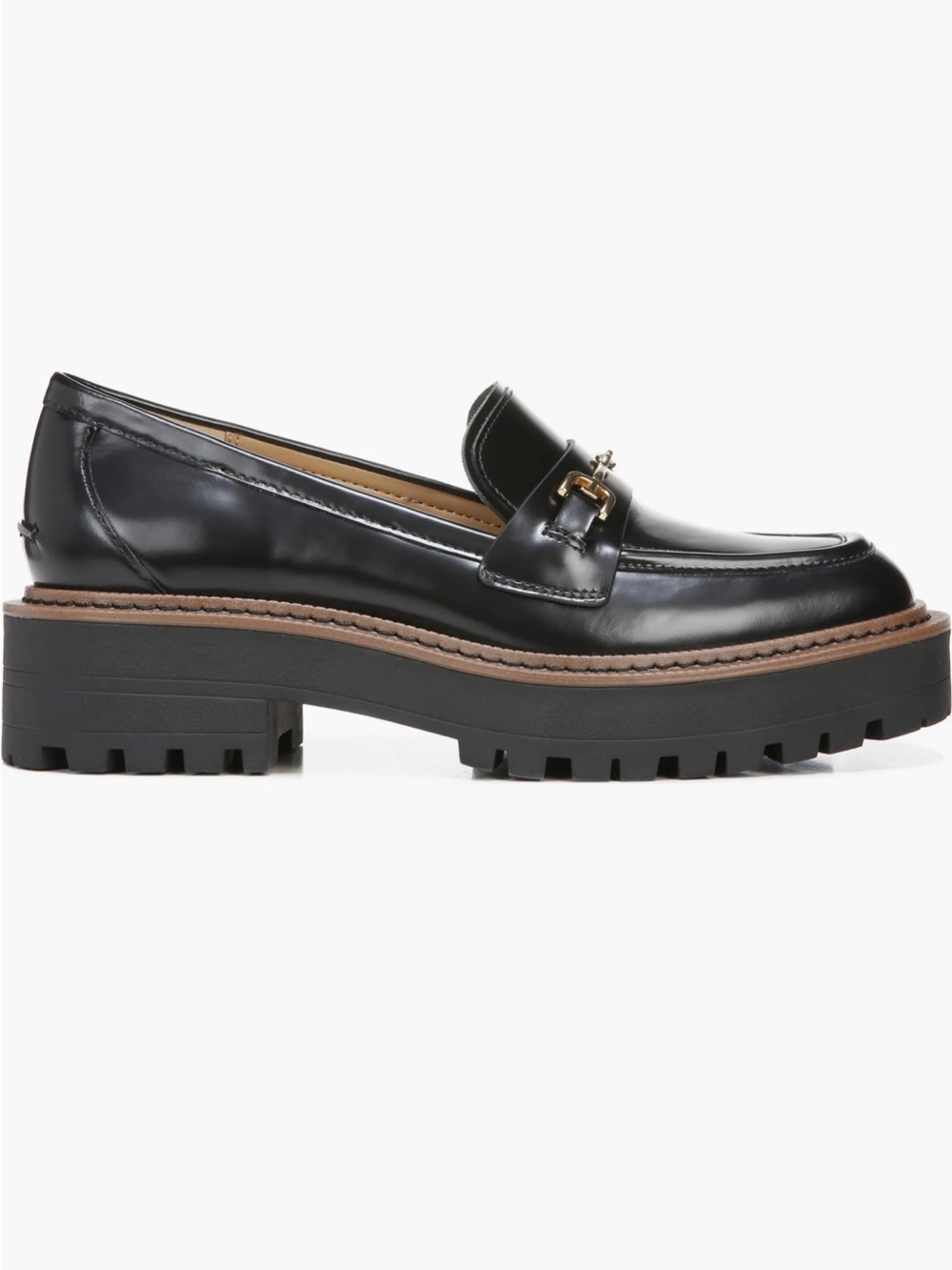 Sam Edelman Laurs Platform Lug Sole Loafer Black Bit Hardware Women’s Size 7.5
